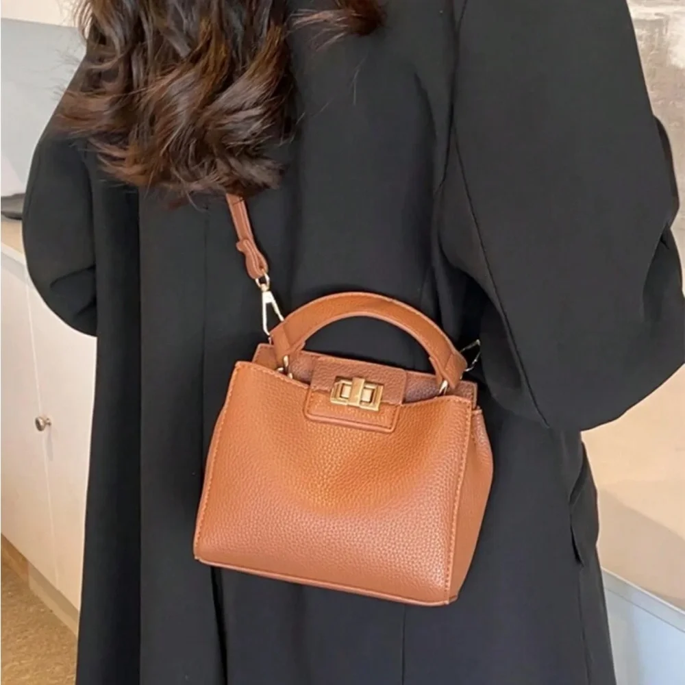Brown Vegan Leather Handbag Crossbody